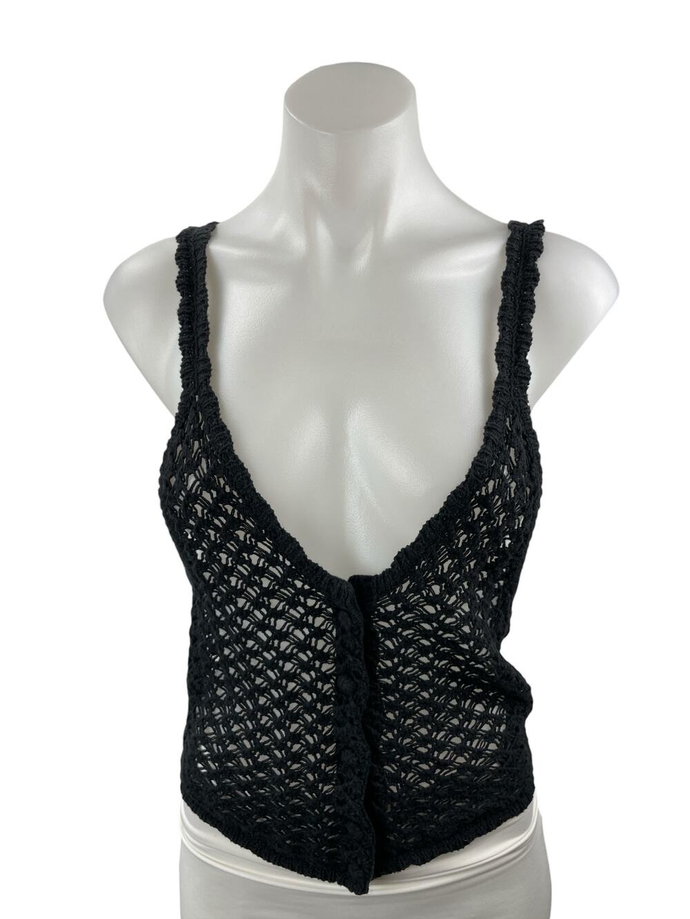 Urban Outfitters Sommer Crochet Sleeveless Deep V Neck Button Up Cami Tank Top S